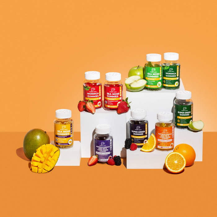 Healthier Options vegan gummy range with fresh mango, apple, berries and citrus