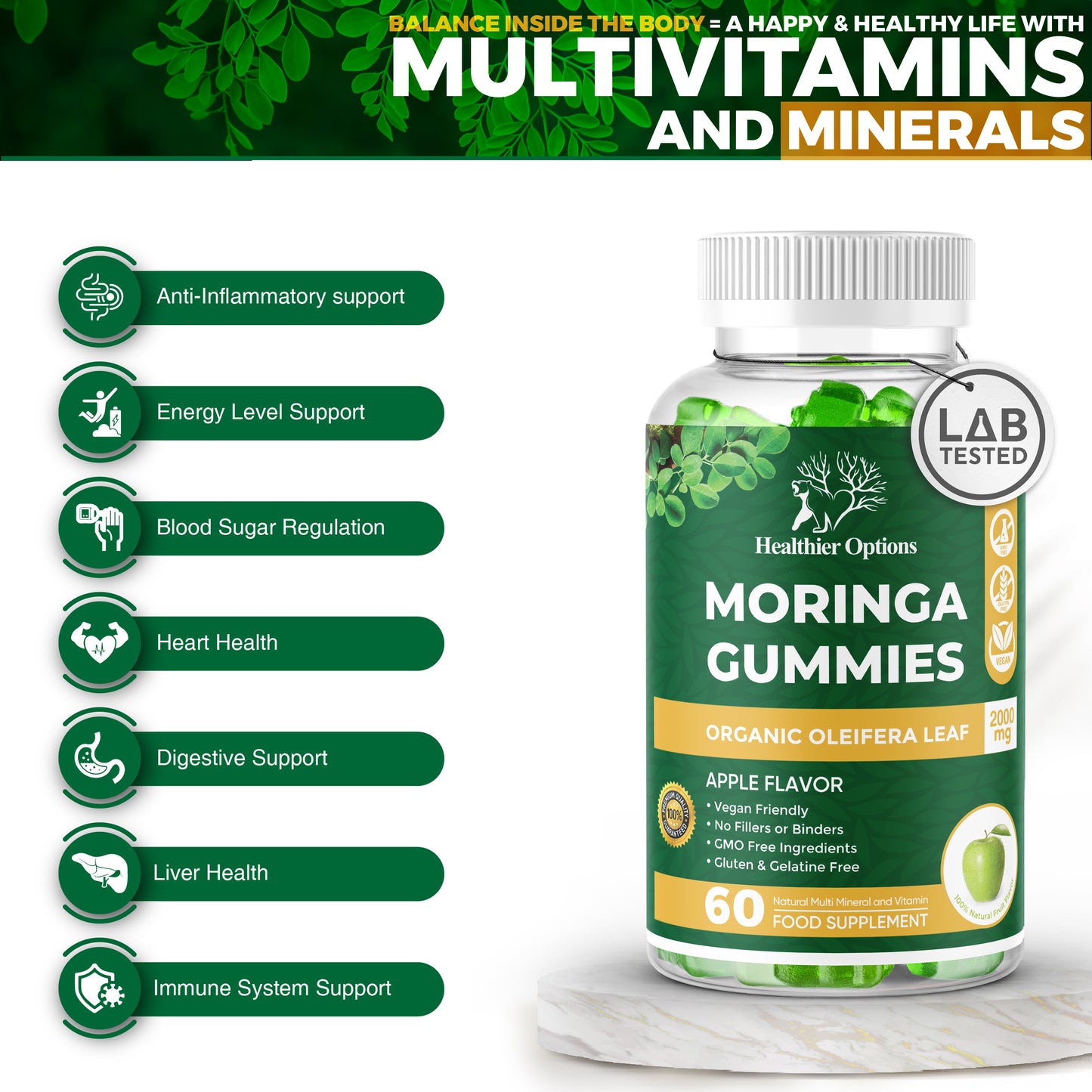 Moringa, Spirulina & Chlorella Gummies Apple Flavour