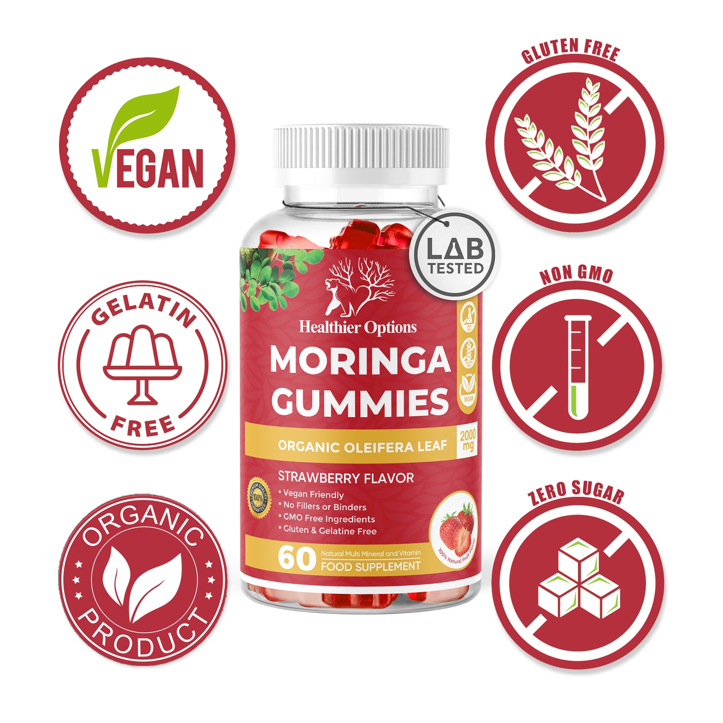 Moringa, Spirulina & Chlorella Gummies Strawberry Flavour