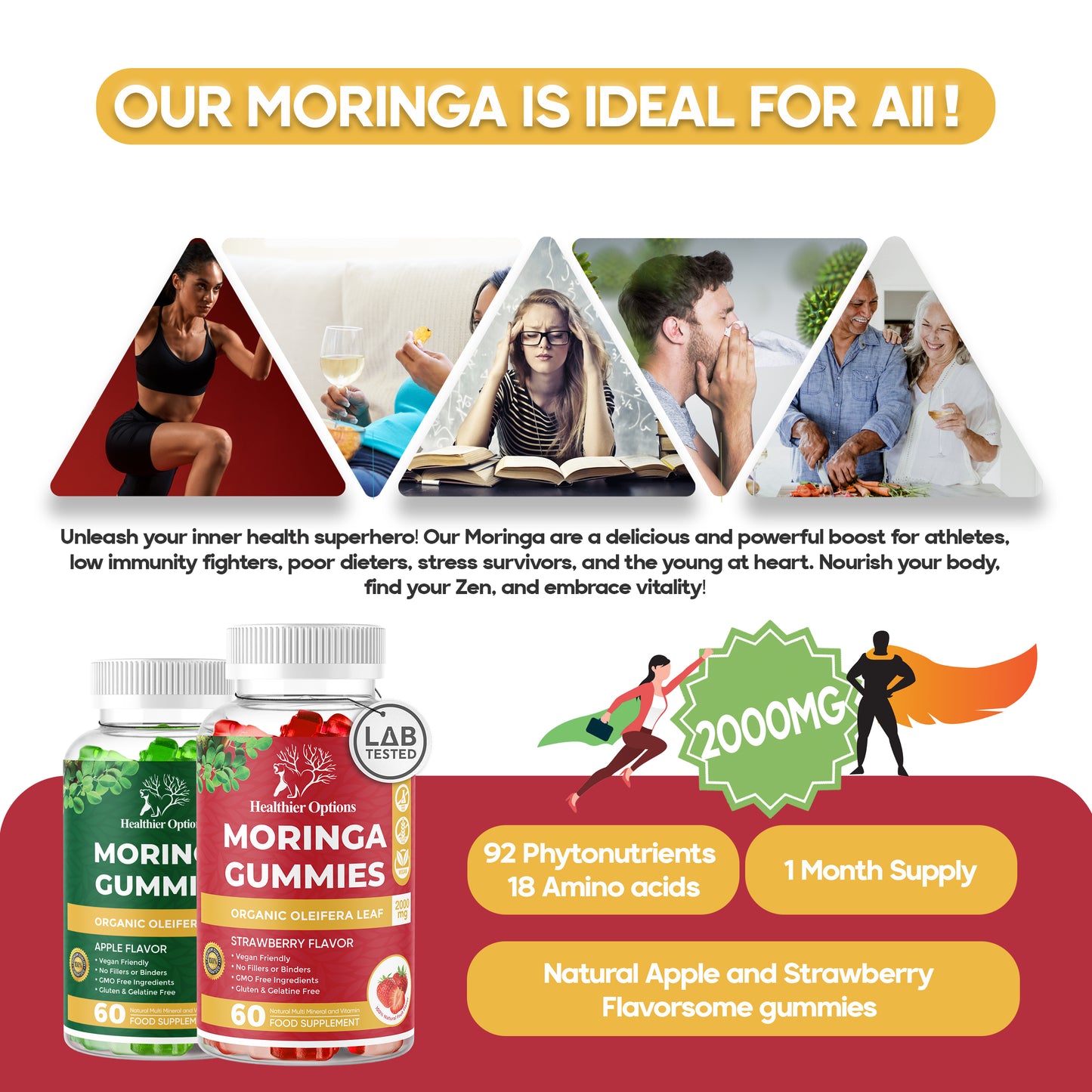 Moringa, Spirulina & Chlorella Gummies Strawberry Flavour