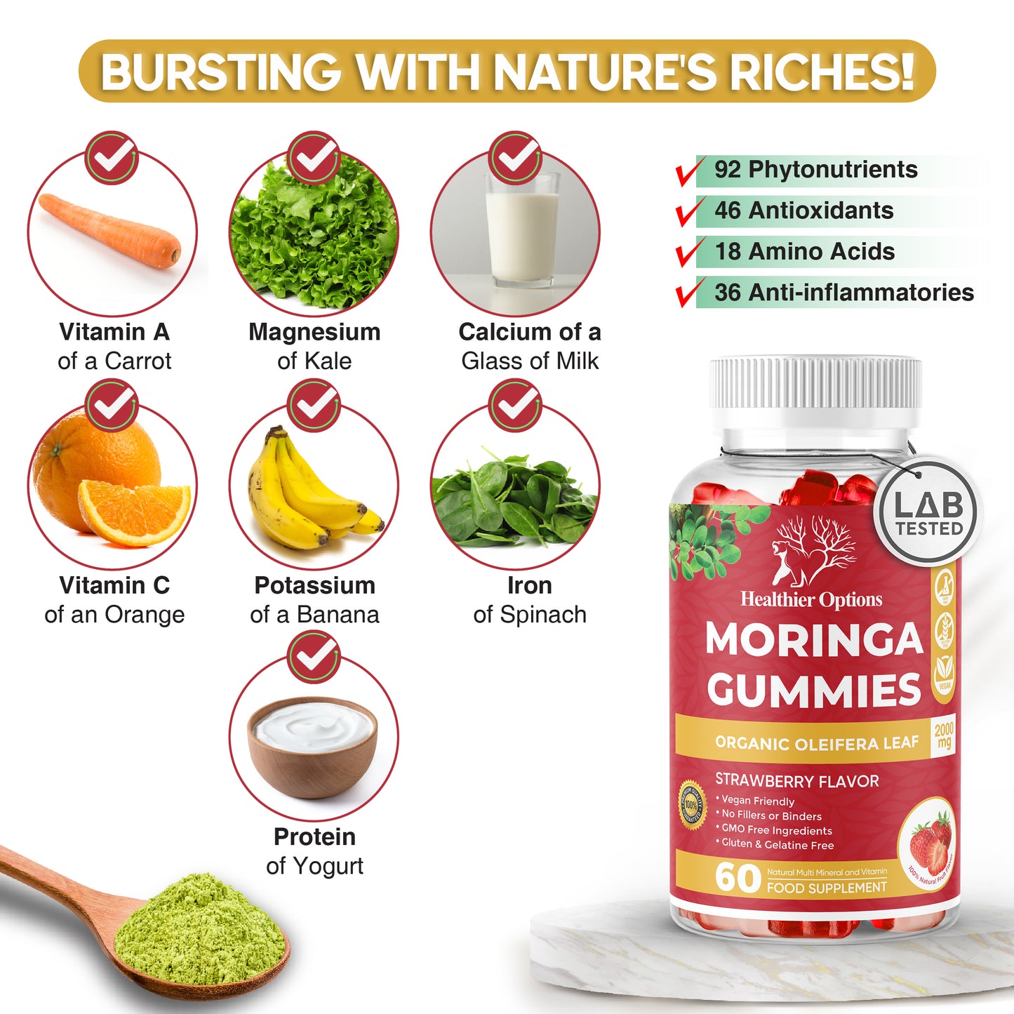 Moringa, Spirulina & Chlorella Gummies Strawberry Flavour