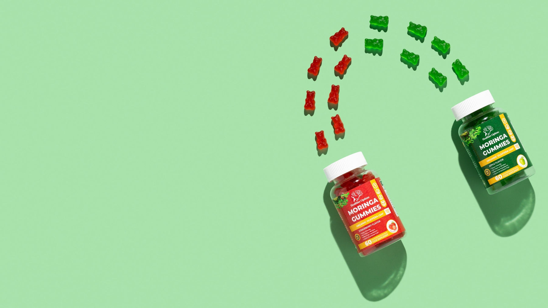 Healthier Options vegan supplement gummies, three product range