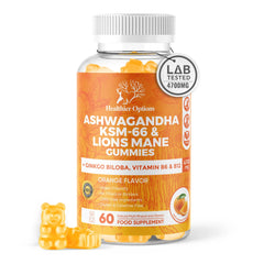 Ashwagandha and Lions Mane with Ginkgo Biloba Gummies - Orange — gallery image 1
