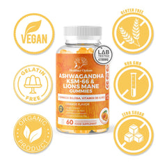 Ashwagandha and Lions Mane with Ginkgo Biloba Gummies - Orange — gallery image 2