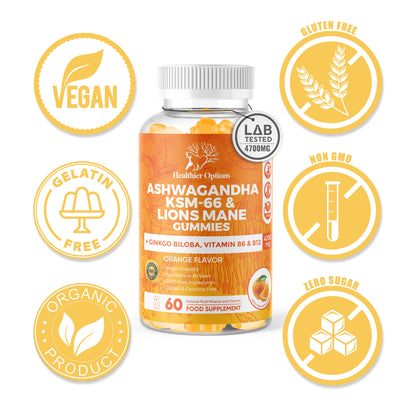 Ashwagandha, Lions Mane & Ginkgo Biloba Orange Flavour