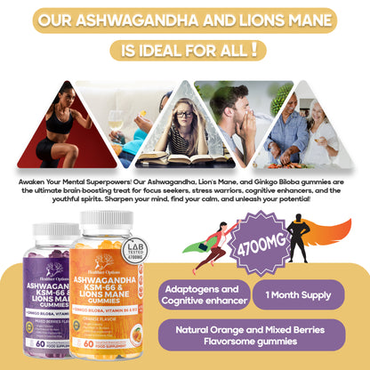 Ashwagandha, Lions Mane & Ginkgo Biloba Orange Flavour