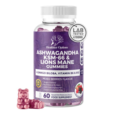 Ashwagandha and Lions Mane with Ginkgo Biloba Gummies - Mixed Berries bottle
