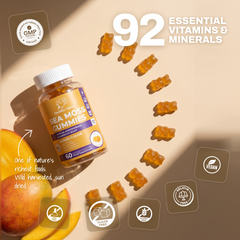 Sea Moss Gummies 5,680mg with Bladderwrack & Burdock Root - Mango, gallery image 2