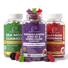The Daily Three Bundle: Sea Moss 5,680mg, Ashwagandha KSM-66 4,700mg & Saffron 4,755mg Gummies, gallery image 1