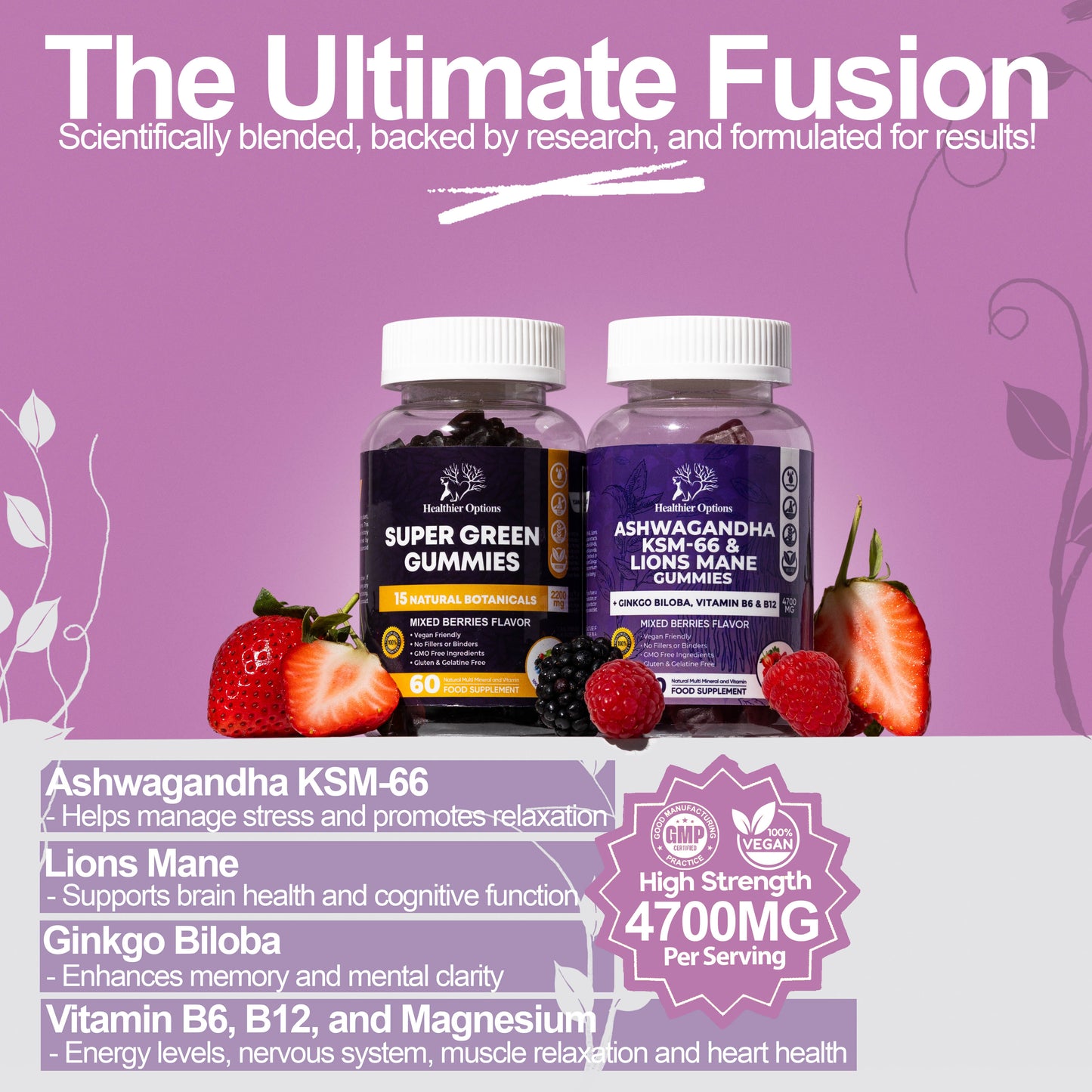 Ashwagandha, Lions Mane & Ginkgo Biloba Mixed Berries